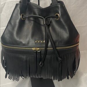 Innue -  Black Leather Fringe Backpack